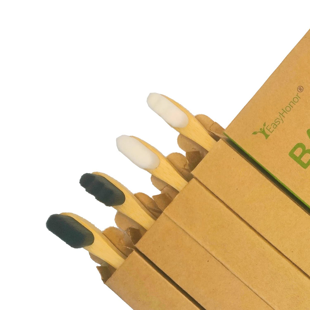 EasyHonor Extra Soft Toothbrush, Natural Bamboo Toothbrush with Micro Fur Ultra Soft 20,000 Bristles, 4-Pack for Adults
