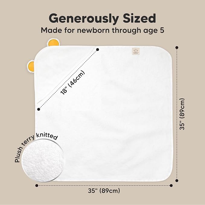 KeaBabies Hooded Baby Towel for Newborn - Viscose Derived from Bamboo Large Baby Bath Towels with Hood for Boys, Girls, Toddler, Extra Absorbent & Soft Newborn Bath Essentials (Bear, Regular)