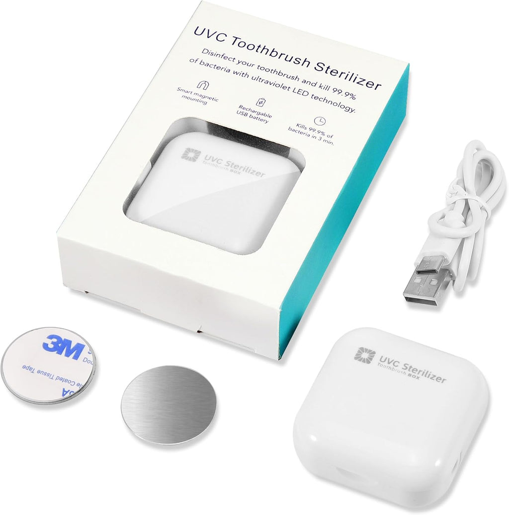 Wall Mounted Toothbrush Holder & Toothbrush Cleaner, Electric ToothBrush Holder, Cleaner for Bathroom Accessory, Clean for Home, Travel (White)