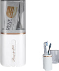 Toothbrush Travel Case, Portable Toothbrush Toothpaste Container with Mouthwash Cup, Wall Mounted Toobrushbrush Holder for Bathroom, Camping, Gym (White)