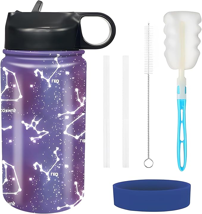 rickyh style Kids Water Bottle with Straw Lid Insulated Stainless Steel Reusable Tumbler Gifts for School, Toddlers, Girls, Boys 14oz