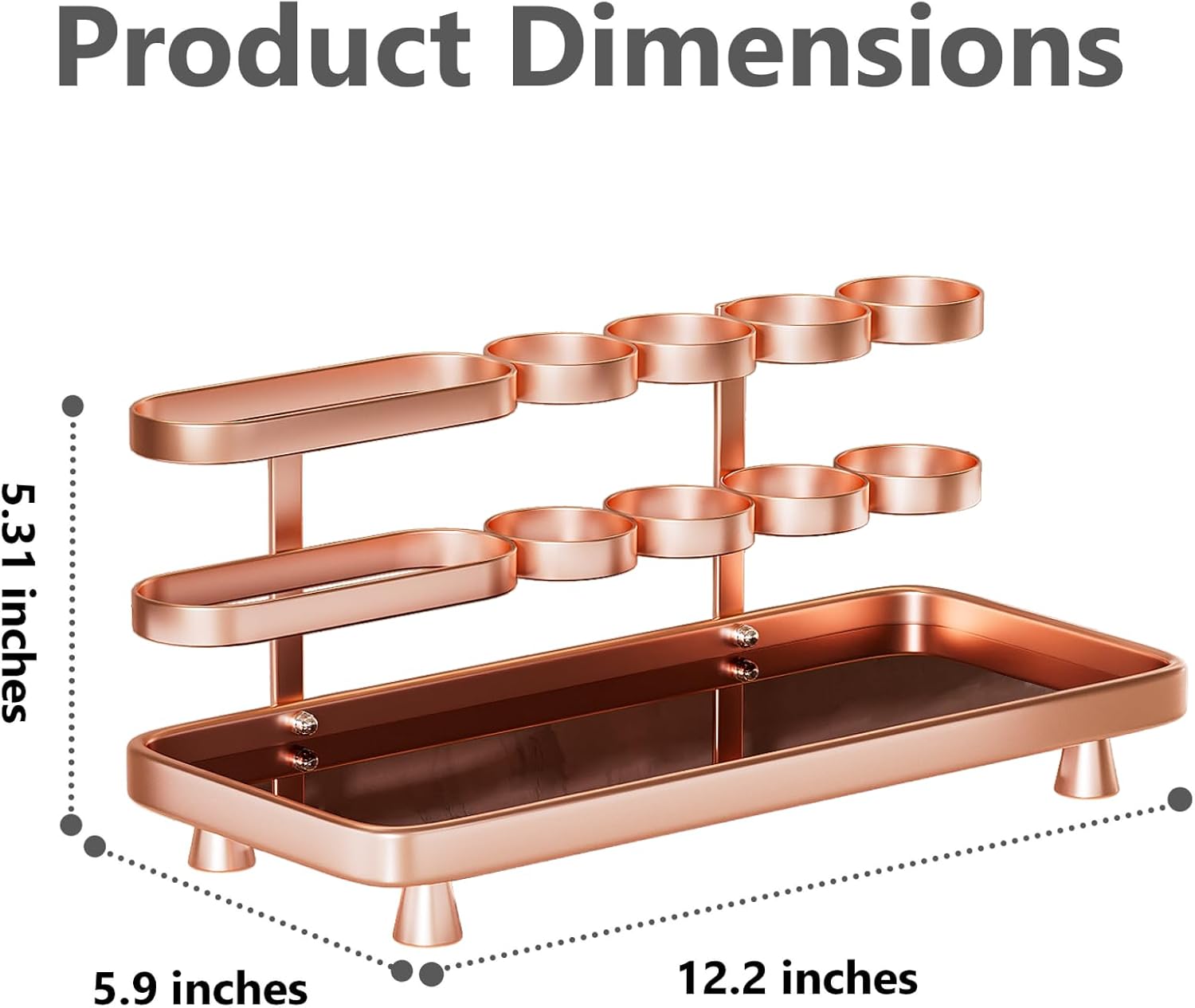 Electric Toothbrush Holder for Bathroom Countertop 5 Metal Slots Toothpaste Razor Mouthwash Organizer, Rose Gold