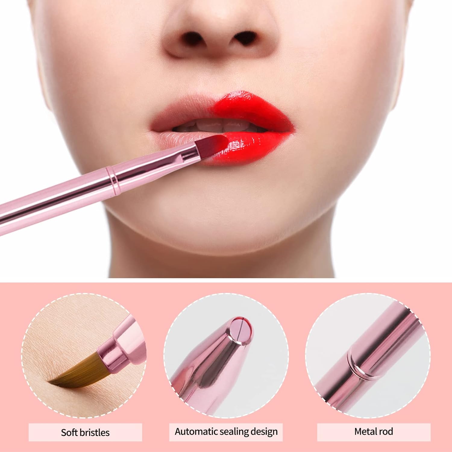 Unaone [2 Pack] Lip Brush for Lipstick, Retractable Lip Brushes, Dual-ended Makeup Brush for Lipstick Lip Gloss, Include Lid