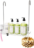 Over Door Shower Caddy, Stainless Steel Bathroom Organizer with Rotating Hooks, Hanging Storage Basket for Shampoo