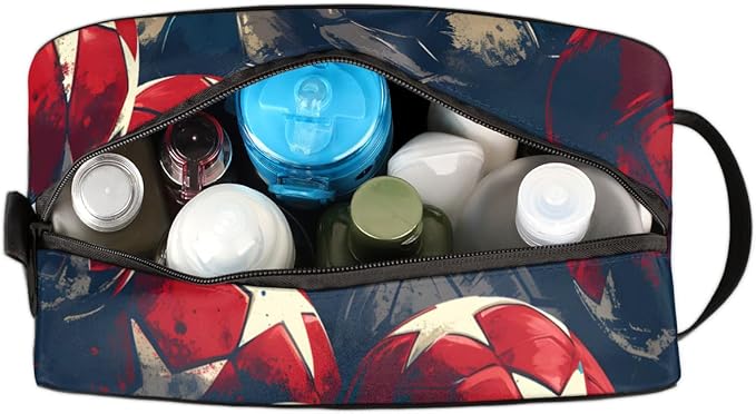 Football Sport Boys Travel Toiletry Bag Waterproof Wash Bag Shower Shaving Bag Cosmetic Organizer Makeup Bag Portable Toiletries Accessories for Women Men Sport