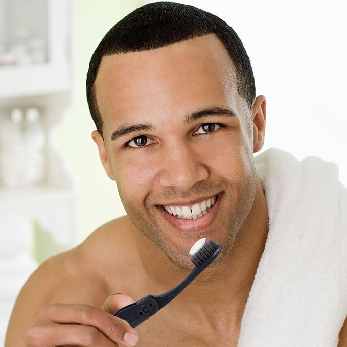 Mipcase 8PCS Folding Portable Charcoal Toothbrush Soft Bristles Ergonomic Design Travel Camping Hygiene for Adults Gray