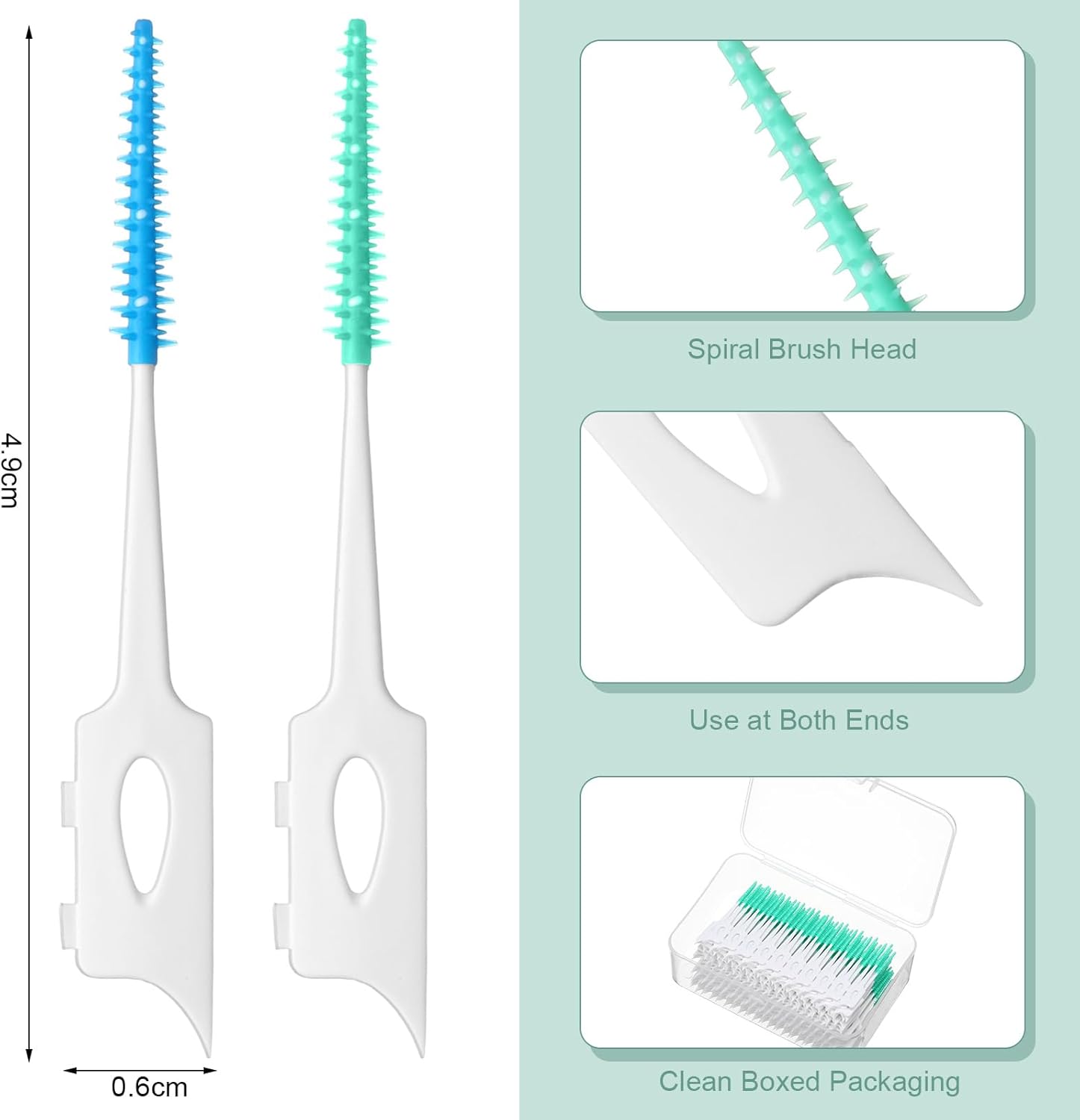 1200 Pcs Soft Interdental Brushes Disposable Gum Picks Dental Floss with Case Picks Dental Braces Brush for Teeth Cleaning and Gum Health