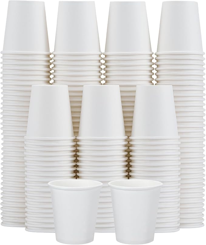 [300 Pack 5 oz Mini Paper Cups White, Small Mouthwash Cups 5 OZ, Disposable Bathroom Cups 5 Ounce for Supermarket, Birthday Party, Travel, Events, Picnic, BBQ