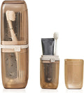 Travel Toothbrush Case & Holder - 2-in-1 Portable Toothbrush Organizer with Cover, Electric Toothbrush Travel case - Toothbrush Holders Travel Case for Camping, Business Trips, Dorm (Light Brown)