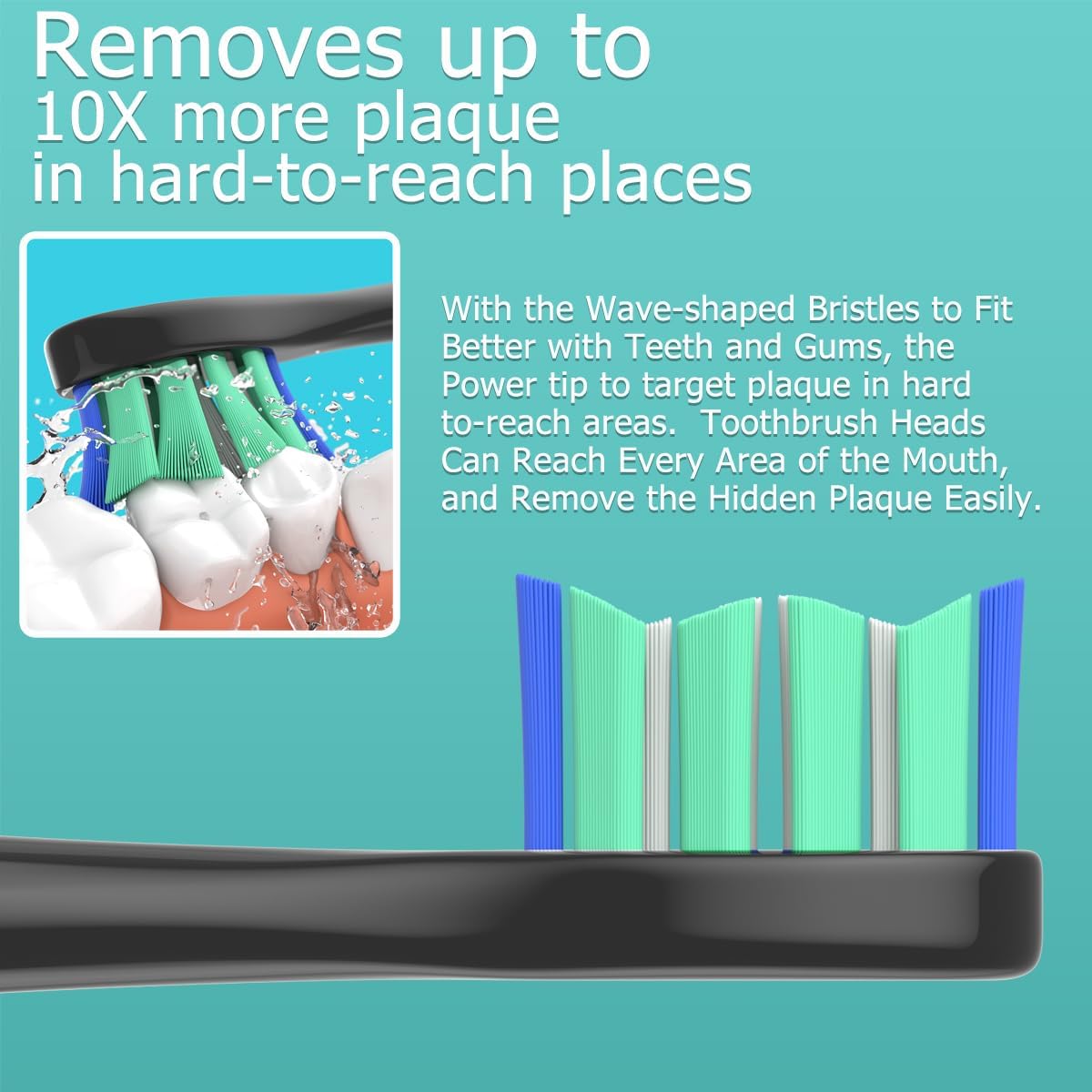 Replacement Heads Compatible with Sonicare Toothbrush, Replacement Brush Head for Philips Sonicare Electric Toothbrush 4100 5100 6100 9900 C2 W3 and More Click-on Handles 8 Black