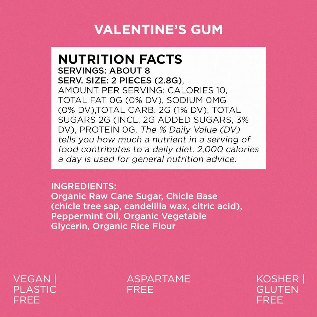 SIMPLY Gum Peppermint, Plastic-Free Natural Chewing Gum, Heart Box 6 Pack (90 Pieces) | Vegan, Kosher, Non GMO, Aspartame Free and Sorbitol Free
