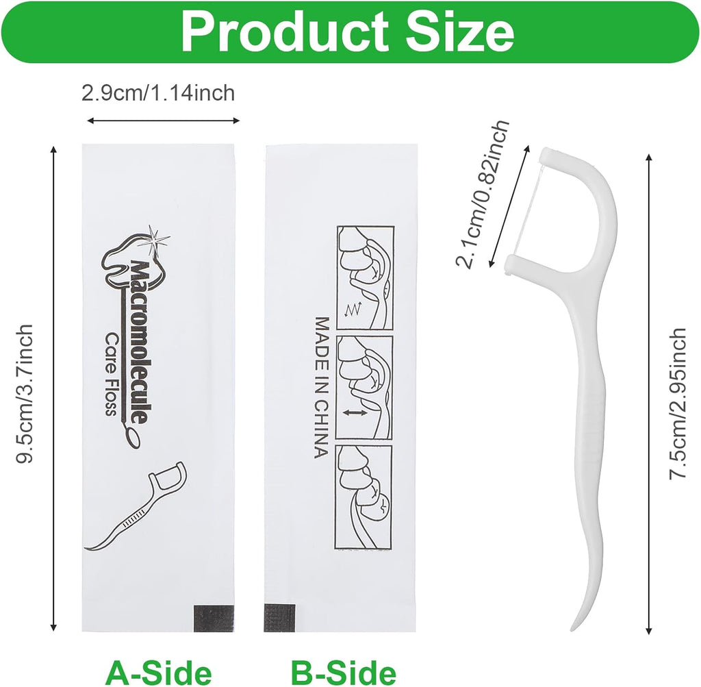 1000 Count Dental Flossers, Individually Wrapped Floss Picks, Floss Singles Bag, Toothpicks Flossers for Adults, Dental Picks Oral Care Teeth Clean Flat Wire