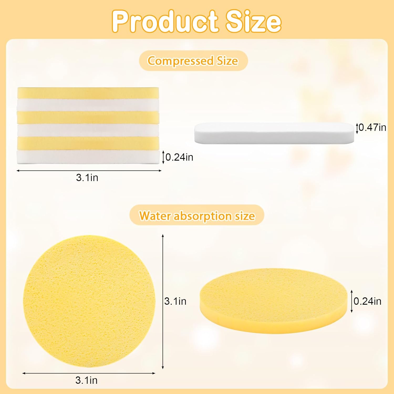 120 Pcs Facial Sponge Compressed, Luxiv Face Cleansing Sponge Estheticians Compressed Makeup Facial Sponge Round Wash Face Sponges for Women Compress Exfoliating Removal Sponge (Yellow+white)