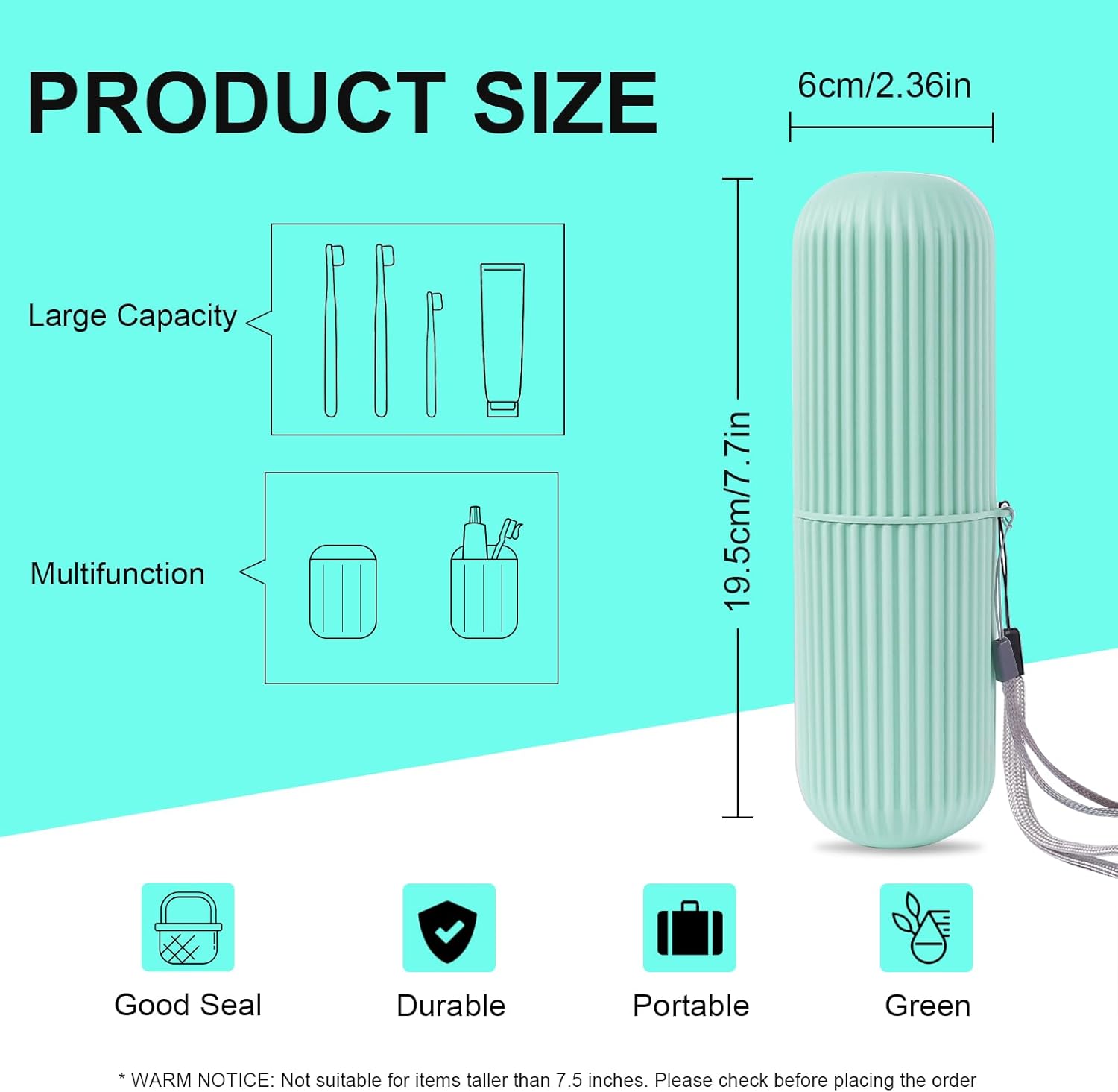 UCEC Toothbrush Cup, Portable Travel Toothbrush Holder Case, Toothbrush Case Set for Camping, Traveling, Home, School, Business, Bathroom, 2 Pack (Green, Grey)