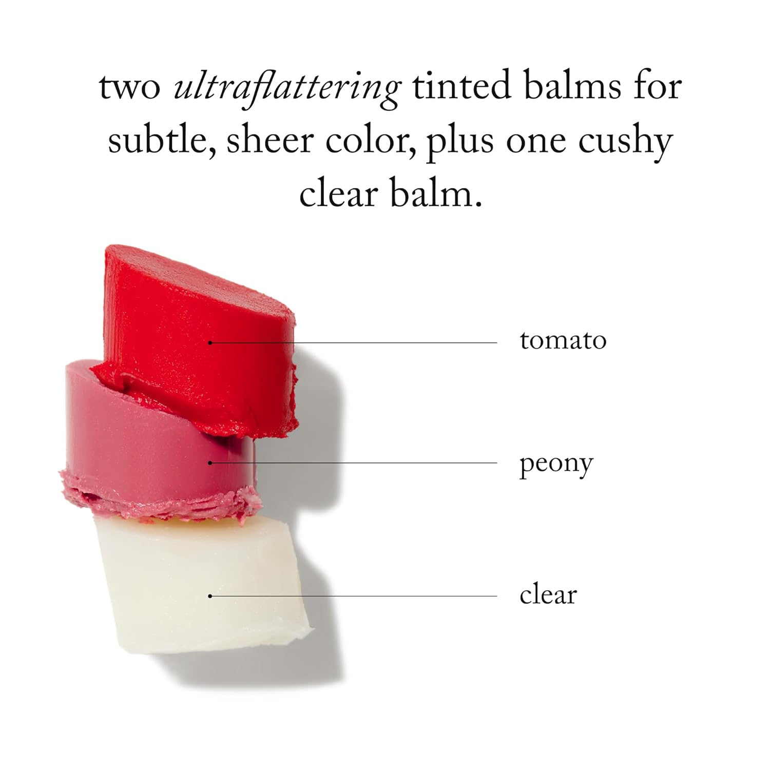 goop Beauty Lip Balm Trio | Clean Moisturizer for Chapped, Cracked & Dry Lips | Clear, Peony, & Tomato | Tinted for Sheer Color | Petroleum Free | 0.16 fl oz Each