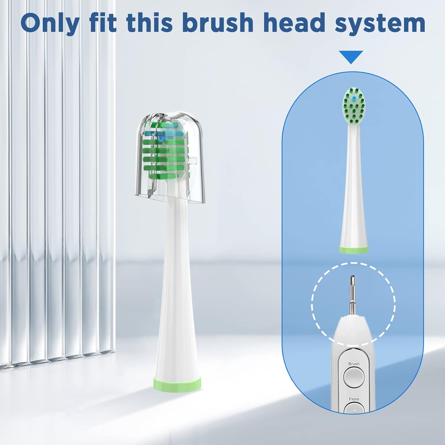 Replacement Toothbrush Heads for All Waterpik Sonic Fusion Models (SF-01, SF-02, SF-03, and SF-04 Series), Compact, with Covers, 10 Count, White