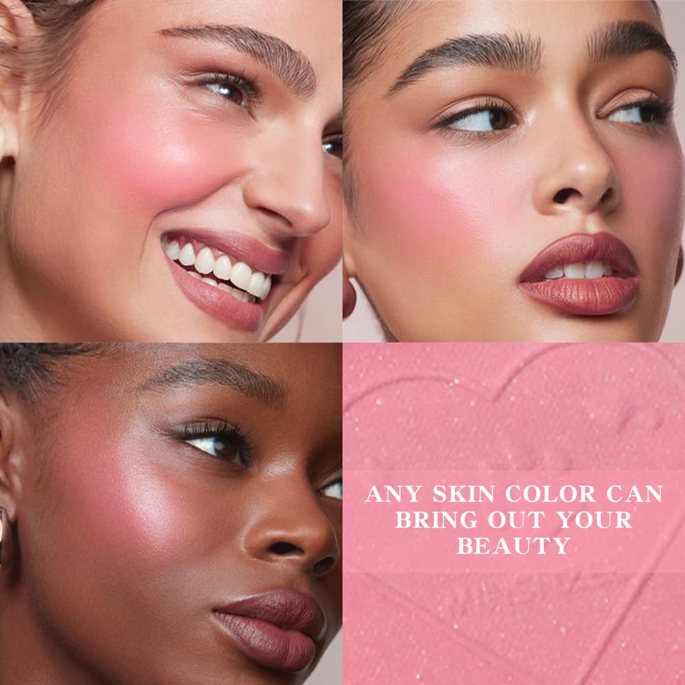 Matte Blush Powder for Cheeks, Cruelty Free Makeup – Long Lasting Natural Face Blusher Makeup, Lightweight Blendable Cheek Color Palette for Women All Skin Tones - #04 Vivid Pink