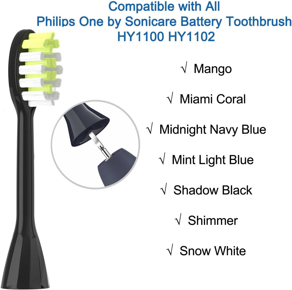 One Series Replacement Toothbrush Heads Pisonicleara Compatible with sonicare Philips One Series BH1022/03 HY1100/02 HY1102 (8-pc) Battery Brush, Mango Snow White Travel Refill (one-Blue)