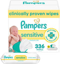 Pampers Baby Wipes, Sensitive, Water Based Wipe, Clinically Proven, Hypoallergenic, and Unscented for Babies, 336 Wipes Total (4 Flip-Top Packs)