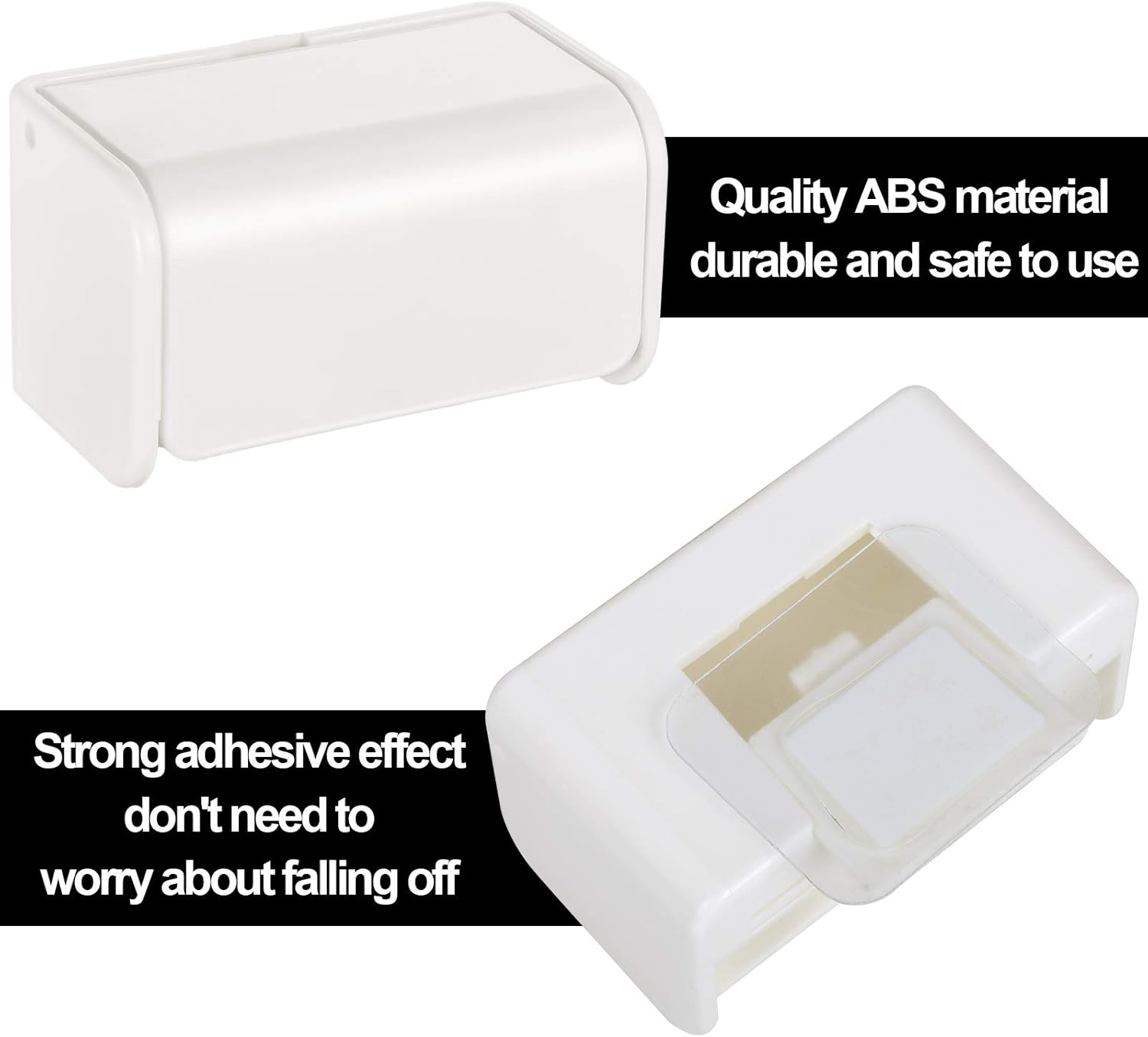 Patelai 2 Pcs Toothbrush Holder Wall Mounted with Cover,2 Slots Self Adhesive Electric Toothbrushes Storage Organizer for Dorm Bathrooms Cabinet and Shower