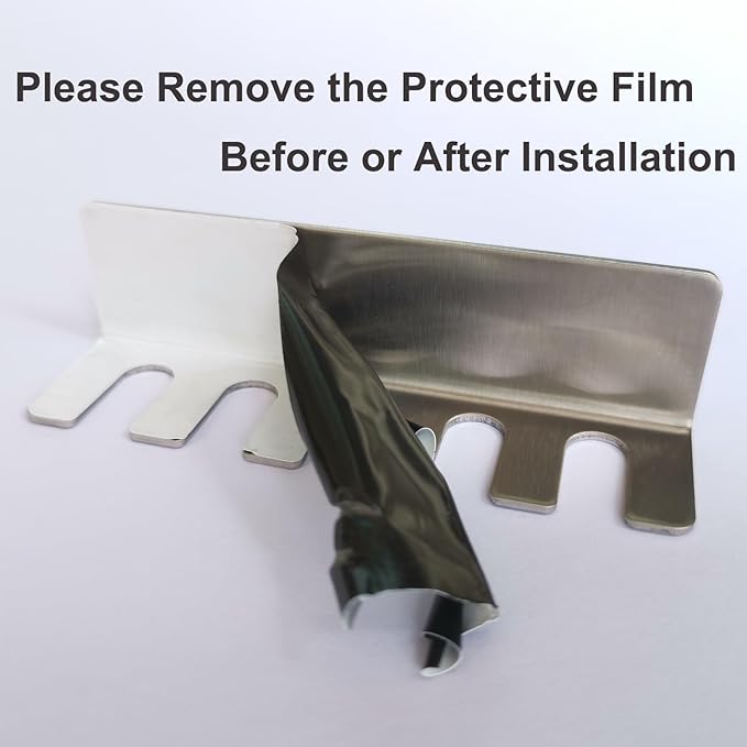 Wall Mounted Toothbrush Holder, Stainless Steel Toothbrush Holder with Self-Adhesive No Drilling Toothbrush Organizer, Bathroom Mounted Holder for Toothbrush Head, Washroom Razor Holder