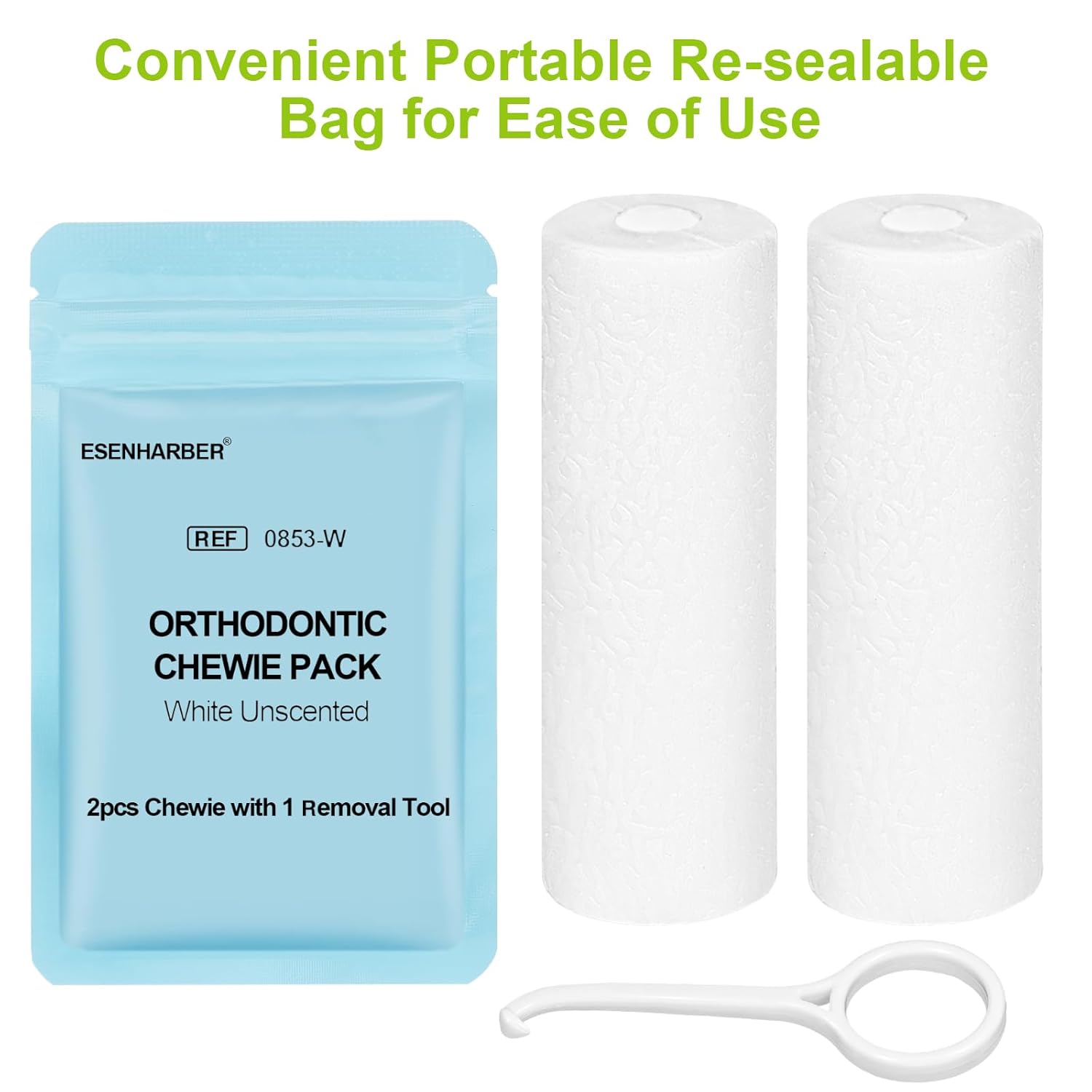 Invisalign Chewies, Chewies for Invisalign Aligners, Each Resealable Pouch Contains 2 Chewies and an Invisalign Remover Tool for Retainer and Orthodontic Care (Green Mint)