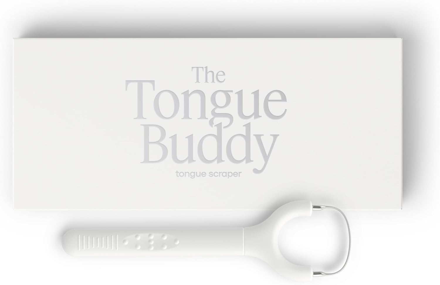 TheTongueBuddy™ Effective Tongue Scraper for Adults - Ergonomic Tongue Cleaner Promotes Fresher Breath, Travel-Friendly Beauty and Personal Care Essential (Smoke White)