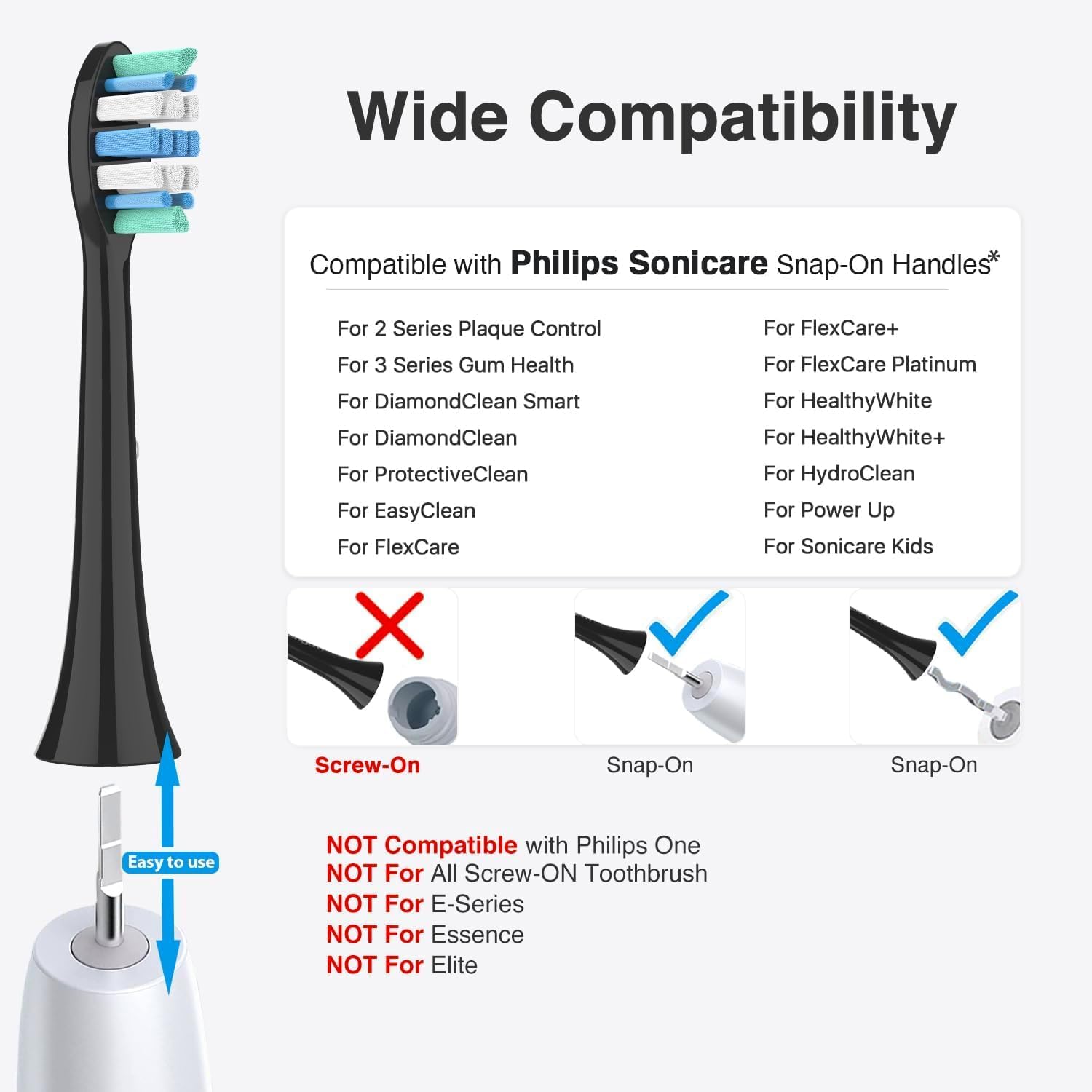 Electric Toothbrush Heads for Philips Sonicare Replacement Heads C1,C2,Replacement Brush Head Compatible with Phillips Sonicare Electric Toothbrushes, for Philips Sonic Care Brush,8 Pcs,4W+4B
