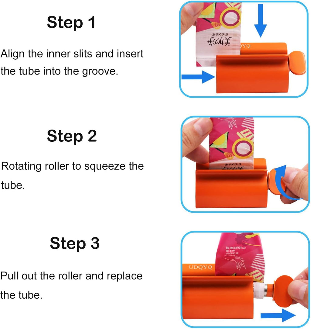 Toothpaste Squeezer - Metal Tube Squeezer Stainless Steel Tube Wringer UDQYQ Toothpaste seat Holder Stand (Orange)