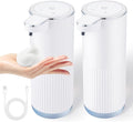 2 Pack Automatic Soap Dispenser Touchless, Rechargeable Foaming Hand Soap Dispenser, 4-Level Adjustable Foam for Bathroom Countertop, Electric (White)