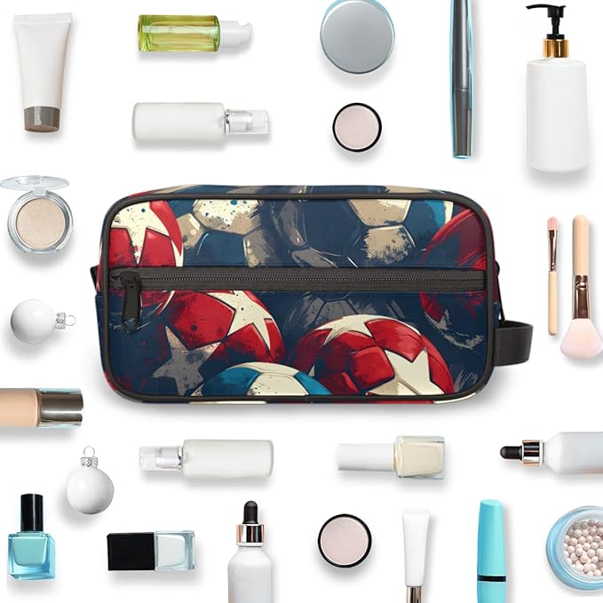 Football Sport Boys Travel Toiletry Bag Waterproof Wash Bag Shower Shaving Bag Cosmetic Organizer Makeup Bag Portable Toiletries Accessories for Women Men Sport