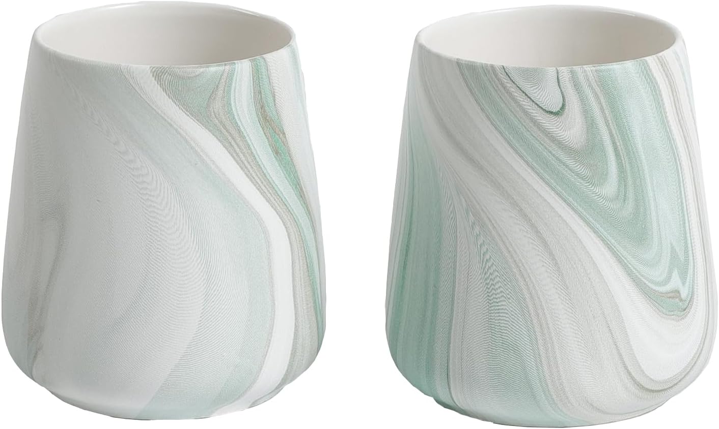 2Pcs Toothbrush Holder for Bathroom - Marble Green Ceramic Tooth Brushing Holders Set, Toothbrush Cup & Toothpaste Organizer for Bathroom Countertop, Makeup Brush Holder, Pen Holder for Home Storage