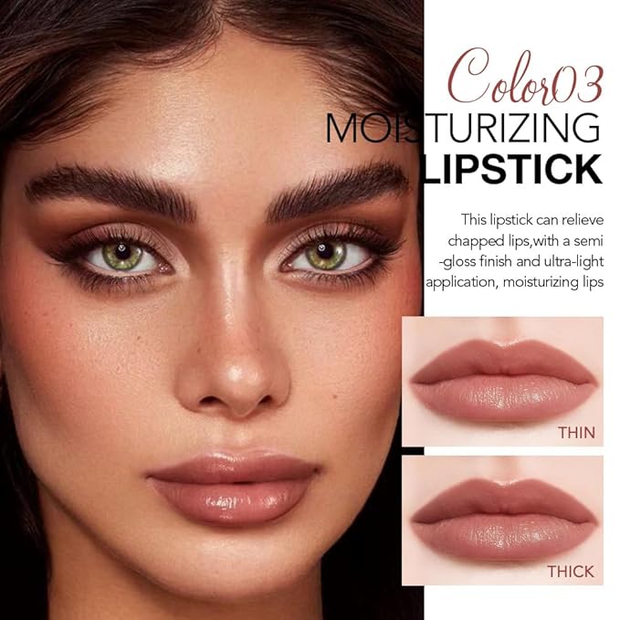 Tinted Lip Balm Moisturizing Lipstick, Black Brown Hydrating Lipstick for Women, 24 Hour Long Lasting Moisturization Lip Gloss Stain Makeup, Lightweight Non Greasy Moisturizer Lips, 03