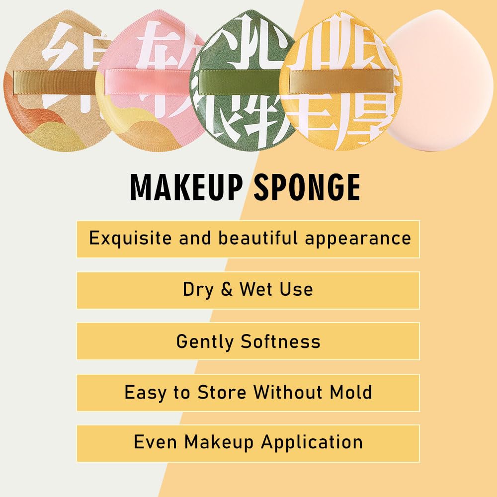 Makeup Sponge for Foundation Concealer and Powder,Latex Free Blender Sponge for Natural and Easy Makeup Soft Long Lasting Beginner-friendly,Travel Size Beauty Makeup Tools (Brown XL 5 Pcs)