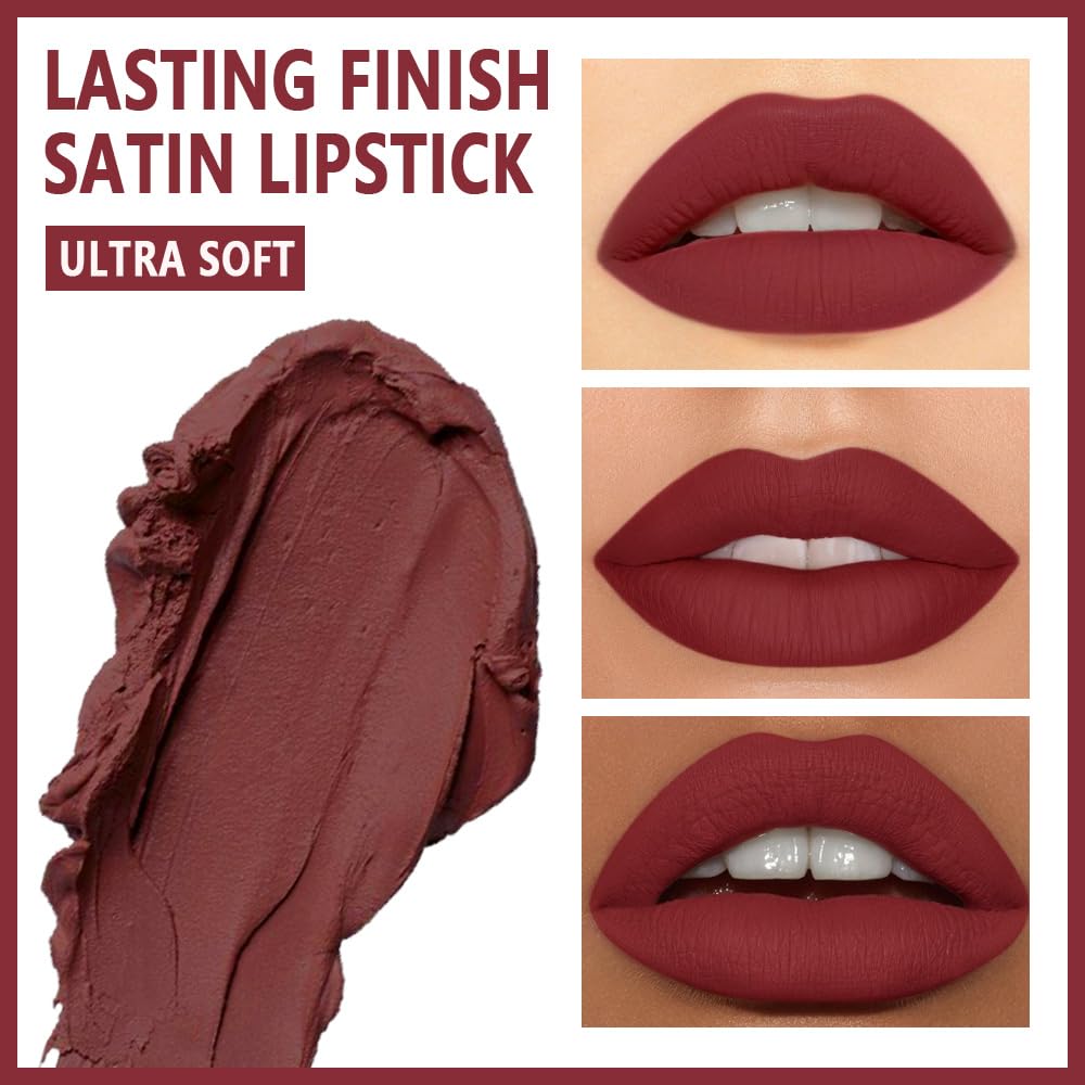 Red Matte Cream Lipstick,Velvet Waterproof Long Lasting Smudge Proof for Women Lip Stick,Magic Lipstick 24 Hours Original Lip Liner Makeup,labiales mate 24 horas originales,Vegan,1 Count
