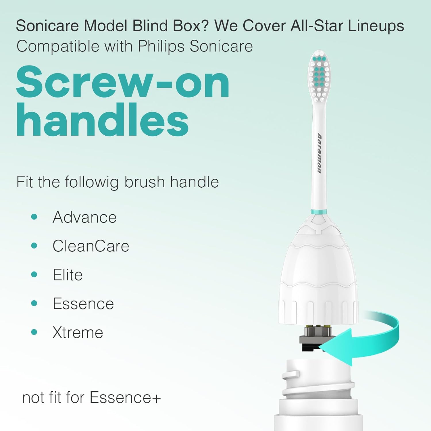 Aoremon Toothbrush Replacement Heads Compatible with Philips Sonicare E-Series Essence Xtreme Elite Advance CleanCare Screw-on Electric Toothbrush Handle Head Come with Hygienic Caps, 3 Count, White