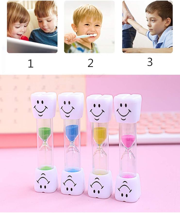 3 Minute Sand Timer Set for Brushing Teeth Pack of 6 Colorful Smiley Hourglass Timers