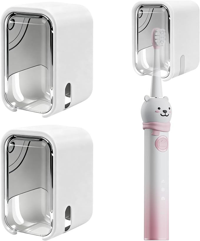 2 Pack Mini Toothbrush Holder Wall Mounted with Cover, Single Slot Toothbrush Storage Organizer for Shower, Compact Toothbrush Holders for Bathroom & Travel, Ideal for Girls and Boys
