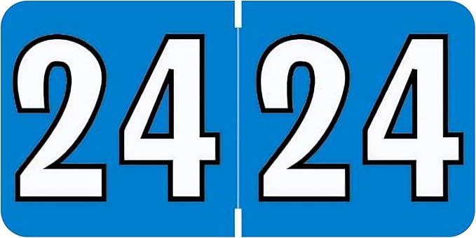 2024 Year Stickers, Doctor Stuff 2024 Chart Stickers, Blue/Black Color Coded, Colwell Jewel Tone Style, USA Made Year Labels for End Tab File Folders, 500/Roll, 1 Roll, 3/4" x 1-1/2"