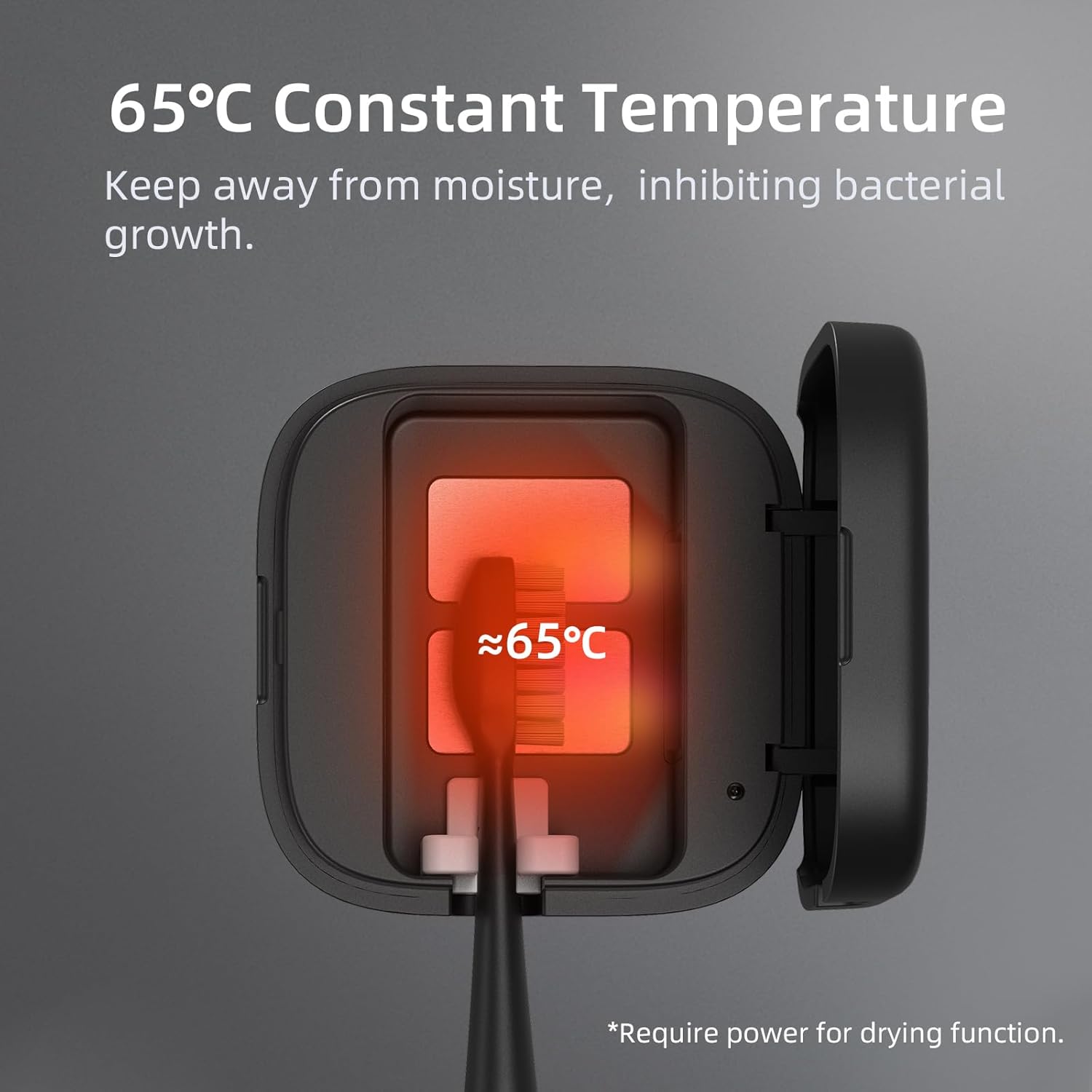 UV-C Toothbrush Sanitizer and Holder, Portable Toothbrush Case Magnetic Mounting, Rechargeable Toothbrush Cover for Any Toothbrush Head, Tooth Brush Cover Cap for Home & Travel (Black)