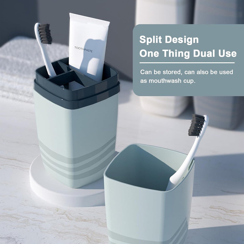 2PCS Blue Toothbrush Travel Case，Portable Multifunctional Toothbrush Holder，Travel Toothbrush Holder with Cover for Trip/Bathroom/Camping