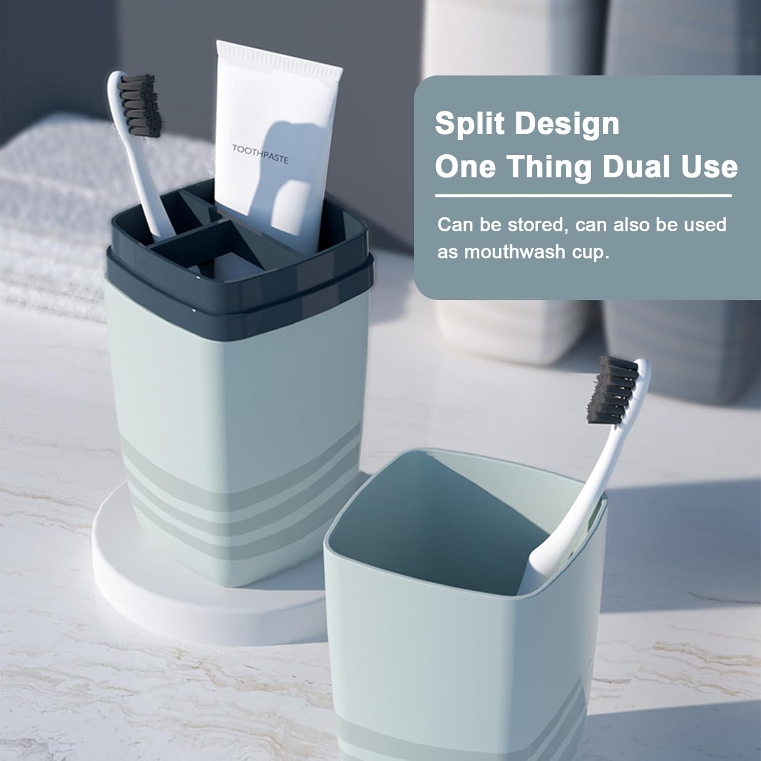 2PCS Blue Toothbrush Travel Case，Portable Multifunctional Toothbrush Holder，Travel Toothbrush Holder with Cover for Trip/Bathroom/Camping