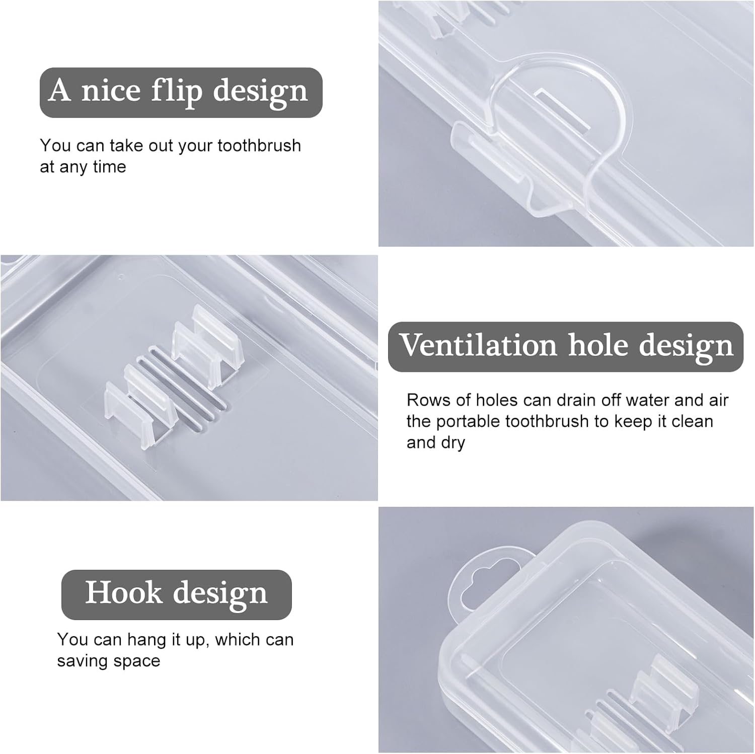 Toothbrush Travel Case 2 Pack, Clear Toothbrush Case Holder Travel Size Plastic Toothbrush Holder Toothpaste Storage Container Portable for Traveling, 7.87 x 2.36x 1.18”