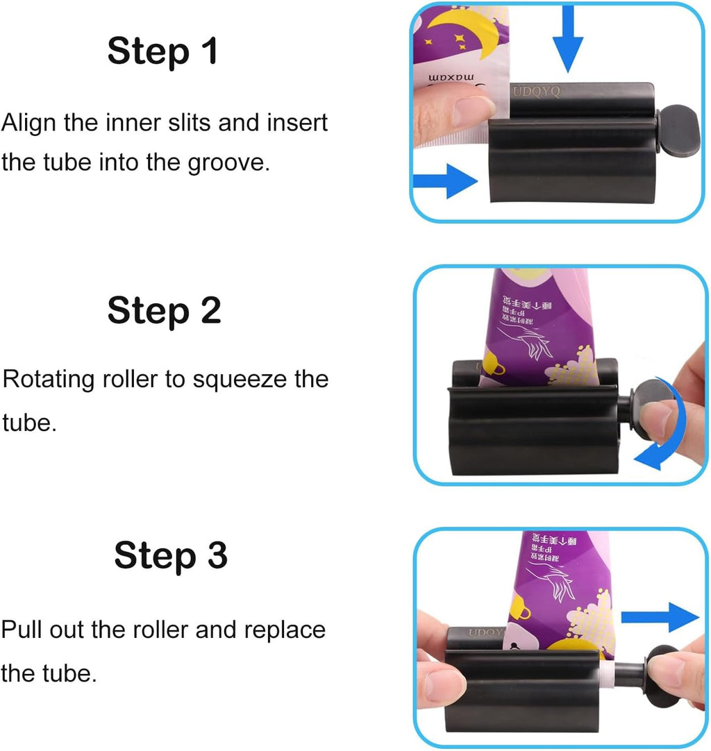 Toothpaste Squeezer - Metal Tube Squeezer Stainless Steel Tube Wringer UDQYQ Toothpaste seat Holder Stand (Matte Black)