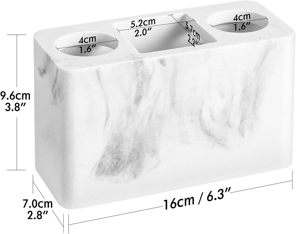 Luxspire Toothbrush Holder, 3 Slots Electric Toothbrush and Toothpaste Holder, Bathroom Countertop Storage Bathroom Accessories Toothbrush Stand for Vanity Counter Organizer Caddy - Gravel White