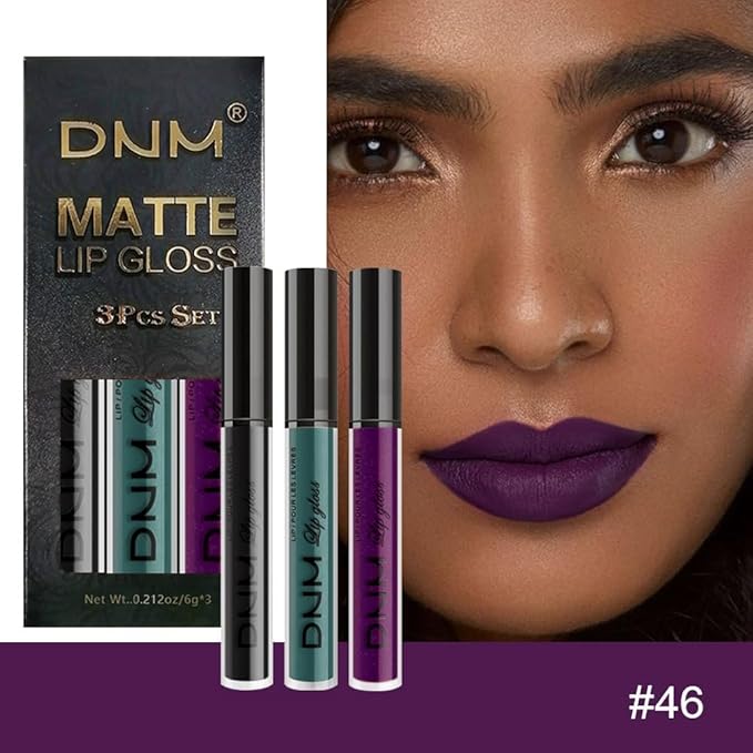 evpct 3Pcs Dark Black Green Purple Matte Liquid Lipstick Lip Stain Sets for Women Long Lasting Waterproof, 24 Hours Goth Lipstick labiales matte mate larga duracion listip 24 hours, 19#