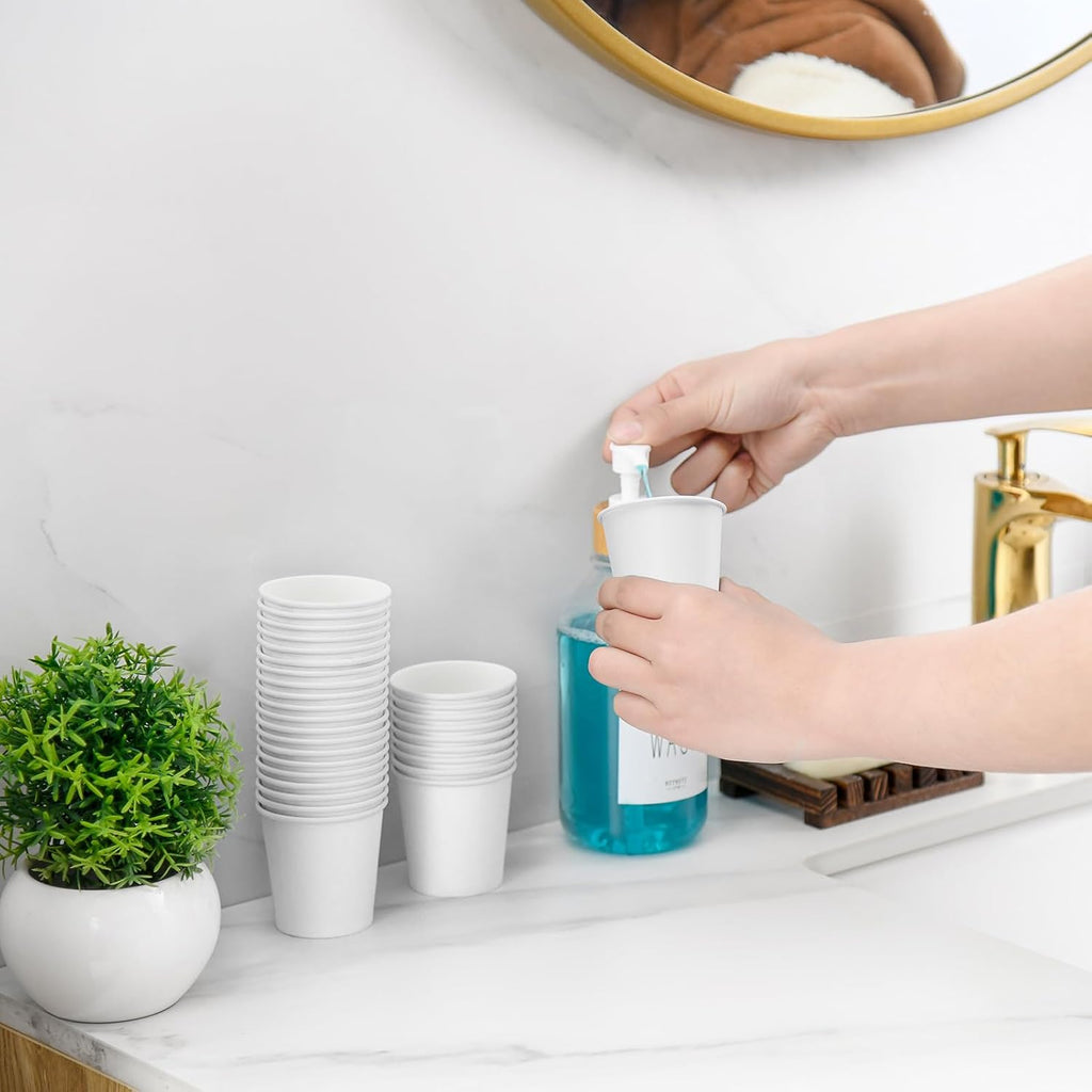 VITVITI 30 PACK Bathroom Mouthwash Cups, Disposable 3.7 OZ Coffee Paper Cup, Small Cup for Mouth Wash/Hot Cold Beverages Liquid/Tea, White