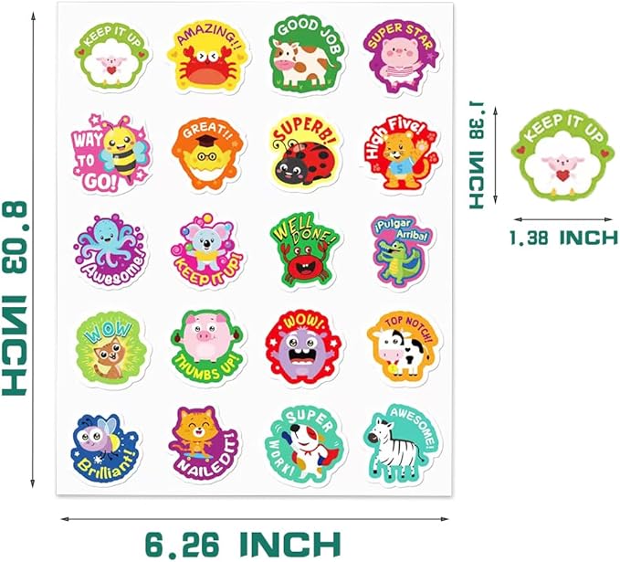 120 Pieces Teacher Stickers for Grading, Reward and Good Job Stickers for Students and Kids (2, 120)