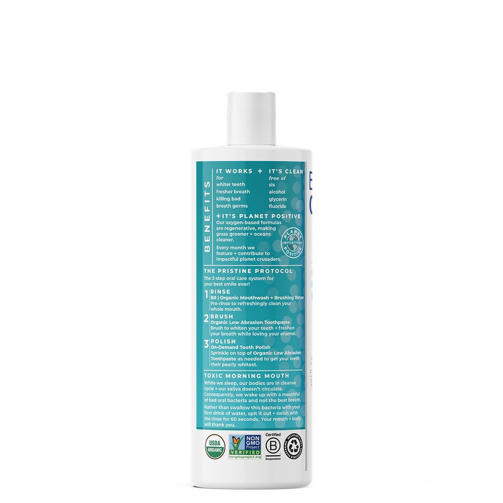 Essential Oxygen Certified BR Organic Brushing Rinse, All Natural Mouthwash for Whiter Teeth, Fresher Breath, and Happier Gums, Alcohol-Free Oral Care, Wintergreen, 16 Ounce