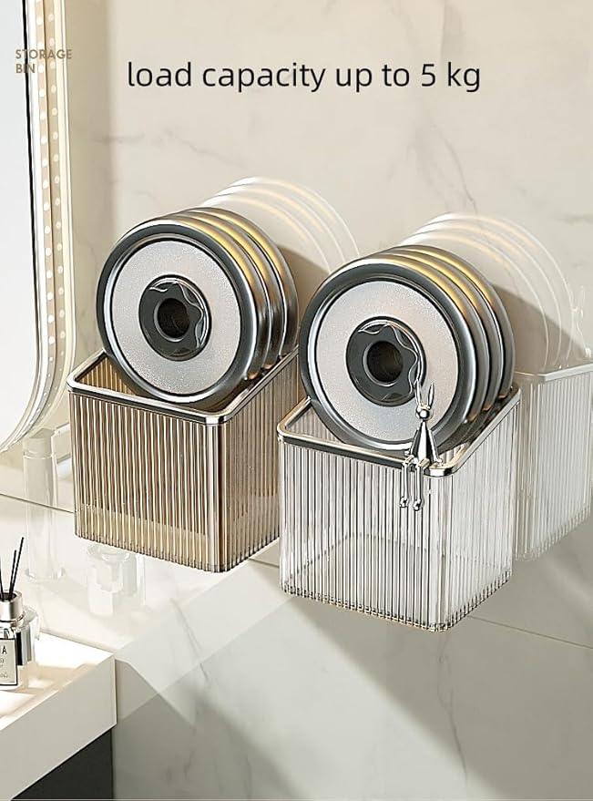 2 Pack Wall Toothbrush Holder for Shower Adhesive Shower Holder for Tooth Brush,Electric Toothbrush,Toothpaste,Razor,Makeup Brush,Hanging Wall Storage Organizer Bucket(Grey)